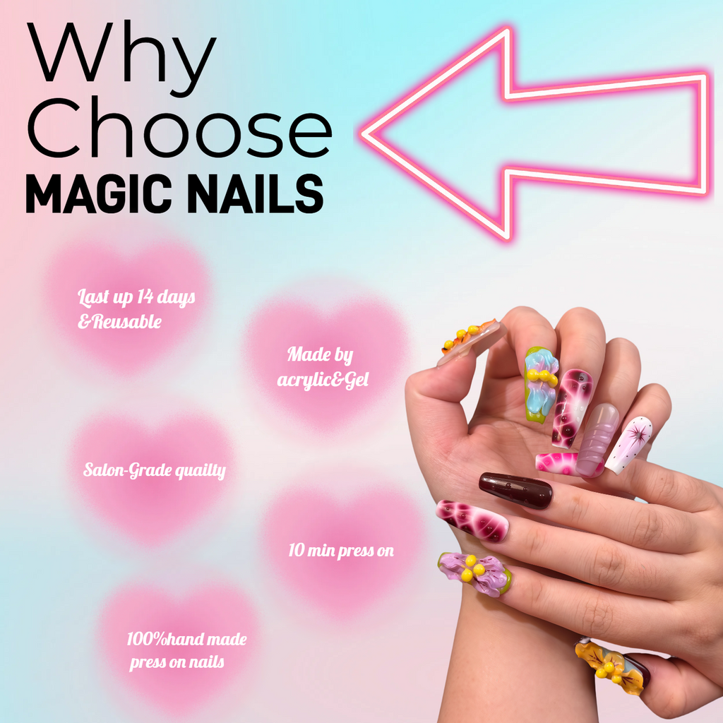 Metal Blue Eye--Magic Nails handmade acrylic extra long square shape press on nails