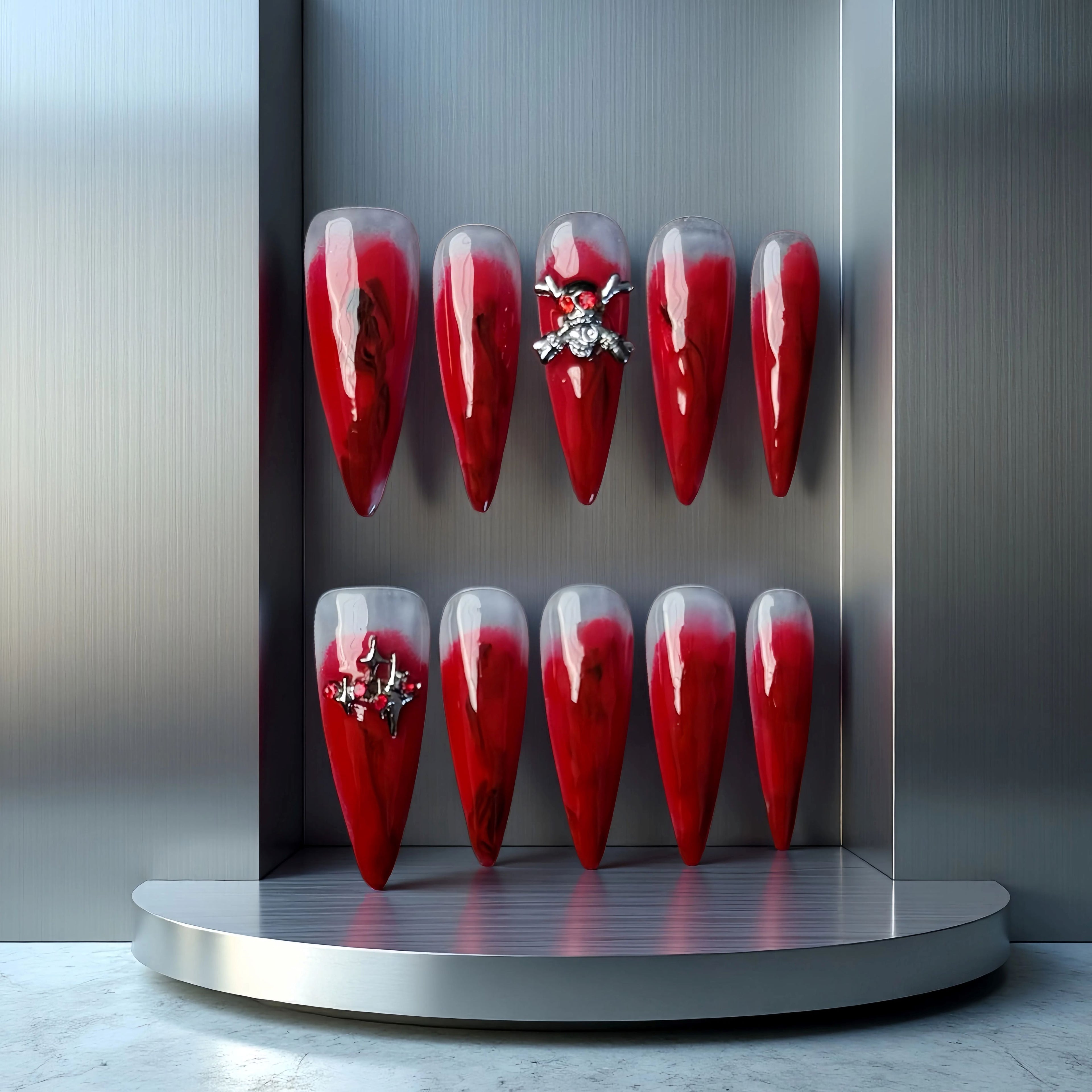 Bloody Mary-Magic Nails handmade acrylic long stiletto shape press on nails