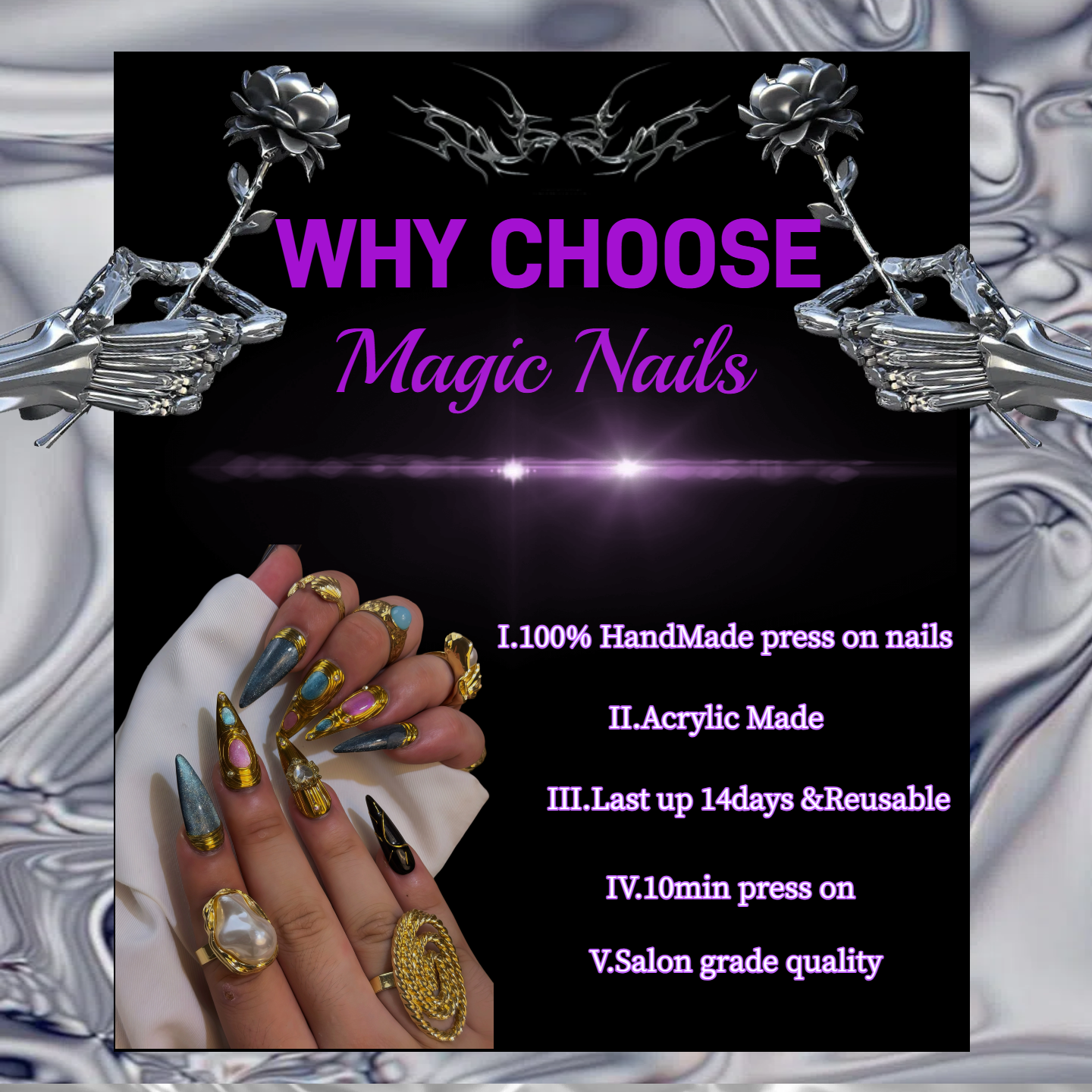 Golden Cherry-Magic Nails handmade acrylic Short duck nail shape press on nails