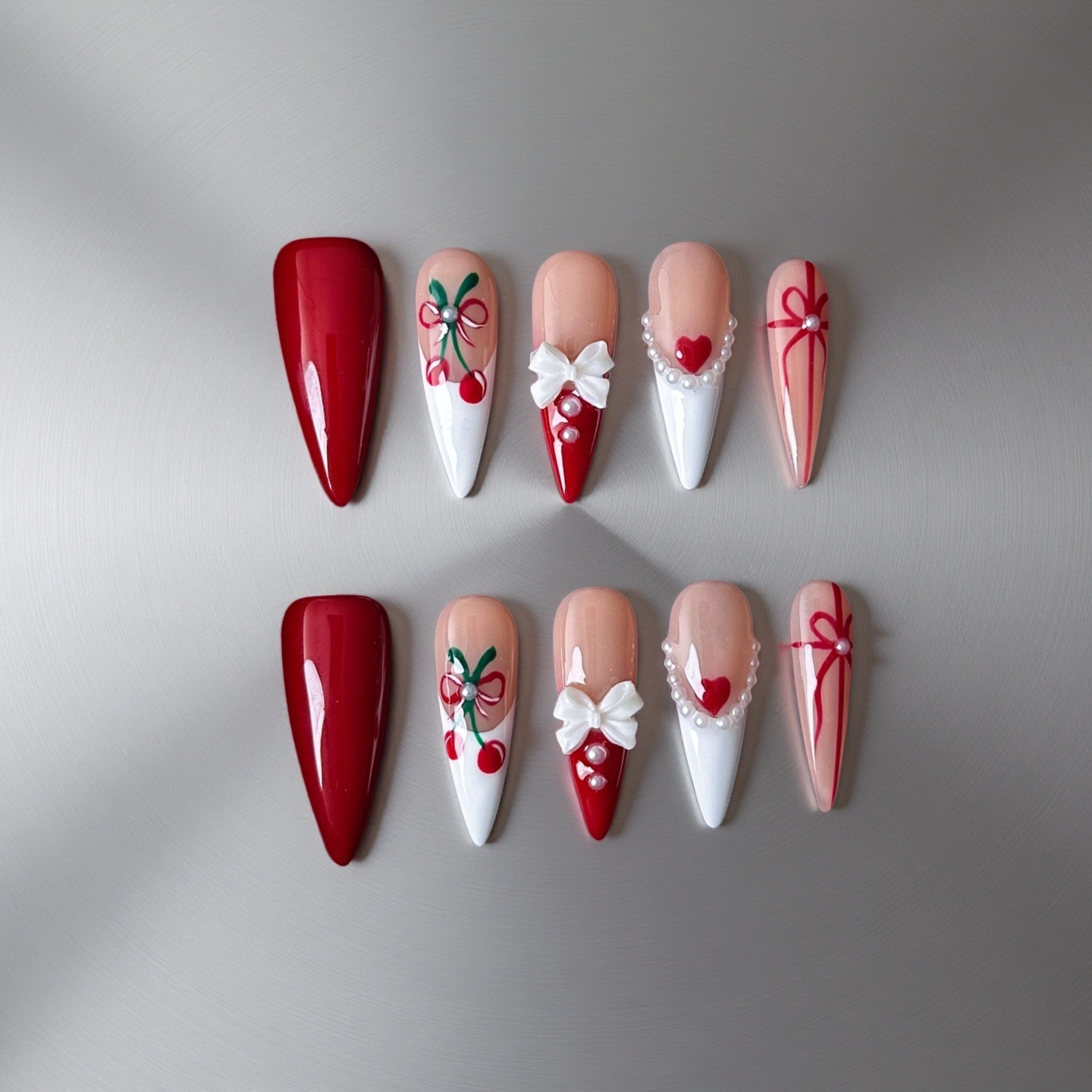 Happy Holiday-Magic Nails handmade acrylic long  stiletto  shape press on nails