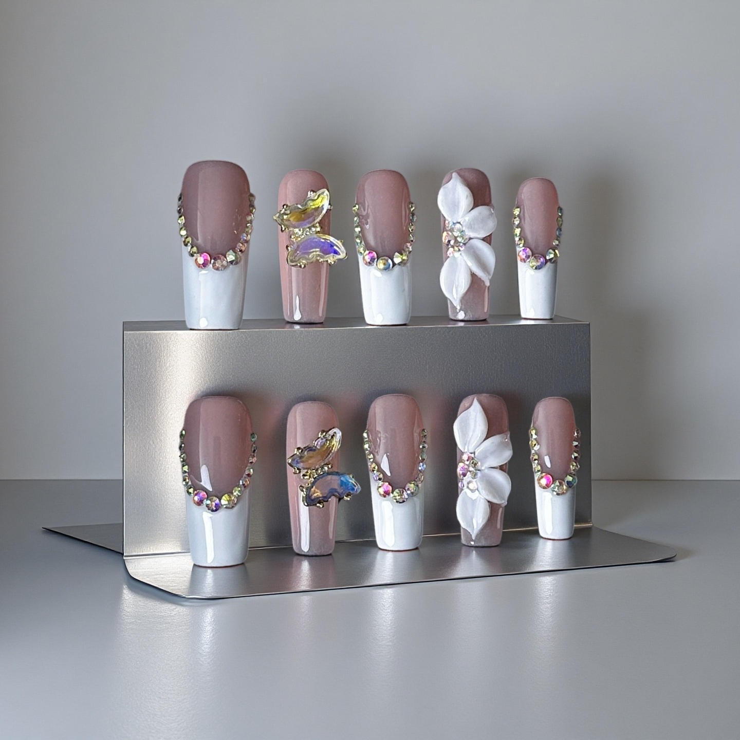 French Iris--Magic Nails handmade acrylic long coffin shape press on nails